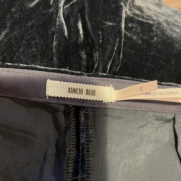 Kimchi Blue Pants Womens 2 Velvet Wide Leg Cropped High Rise Urban Outfitters - Picture 6 of 11